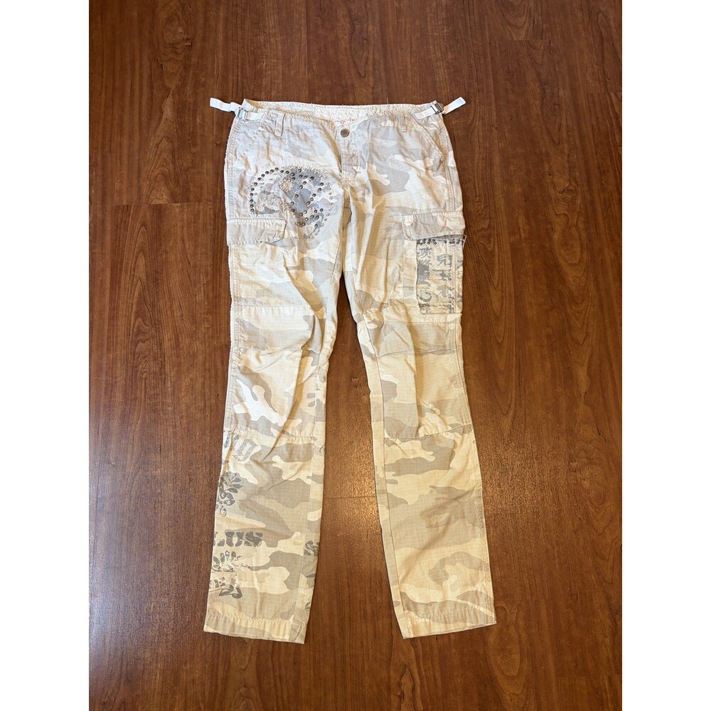 Women's Da-Nang Surplus Camo Yin Yang Bedazzled Camo Cargo Pants Medium Y2K